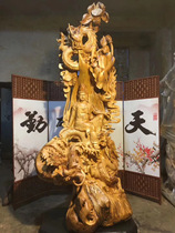 Cliff root carving ornaments Cliff Double Dragon Guanyin wood carving crafts