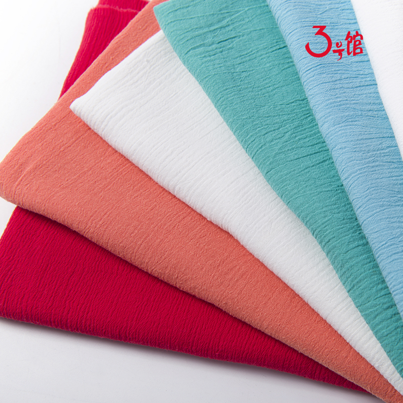 Pure cotton wrinkled solid color clothing fabric Literary Sen scarf shirt dress Baby cloth Children's clothing cotton fabric