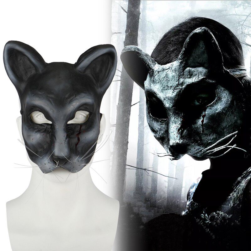 Pet cemetery mask headgear scary Halloween props cat mask half face mask party performance equipment latex