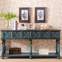 Blue Drawer Genguan Table American Retro White Long Bench Leaning Against Wall Table Red Wood Color Decorative Table Hallway Table Solid Wood