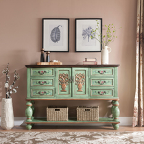 Hidden cyan crack dining side cabinet light extravagant retro ancient Xuanguan table leaning against wall solid wood living room entrance to the family Xuanguan Terri