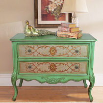 European and American drawers retro green large bucket cabinet painted and contained into the door cabinet into the door cabinet bedroom leaning against the wall Xuanguan