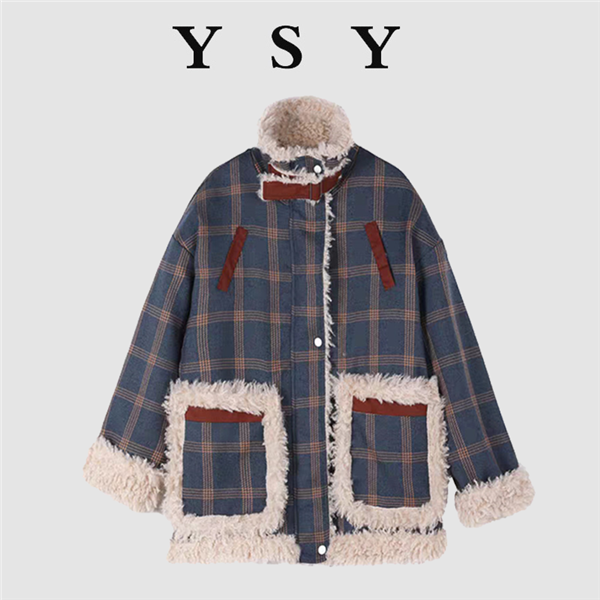Large size fat mm retro lamb wool quilted thickened stand-up collar winter coat new loose and thin cotton coat - Taobao