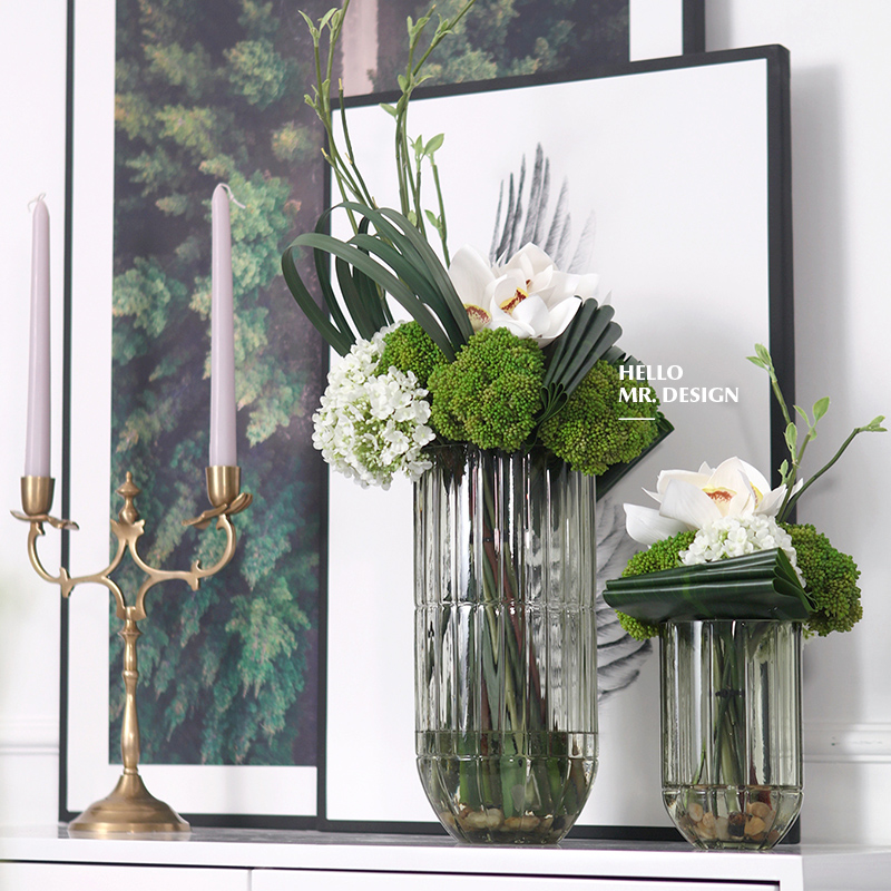 Eurostyle modern glass vase emulated floral art package villa-like room designer light extravagant dining room ornament