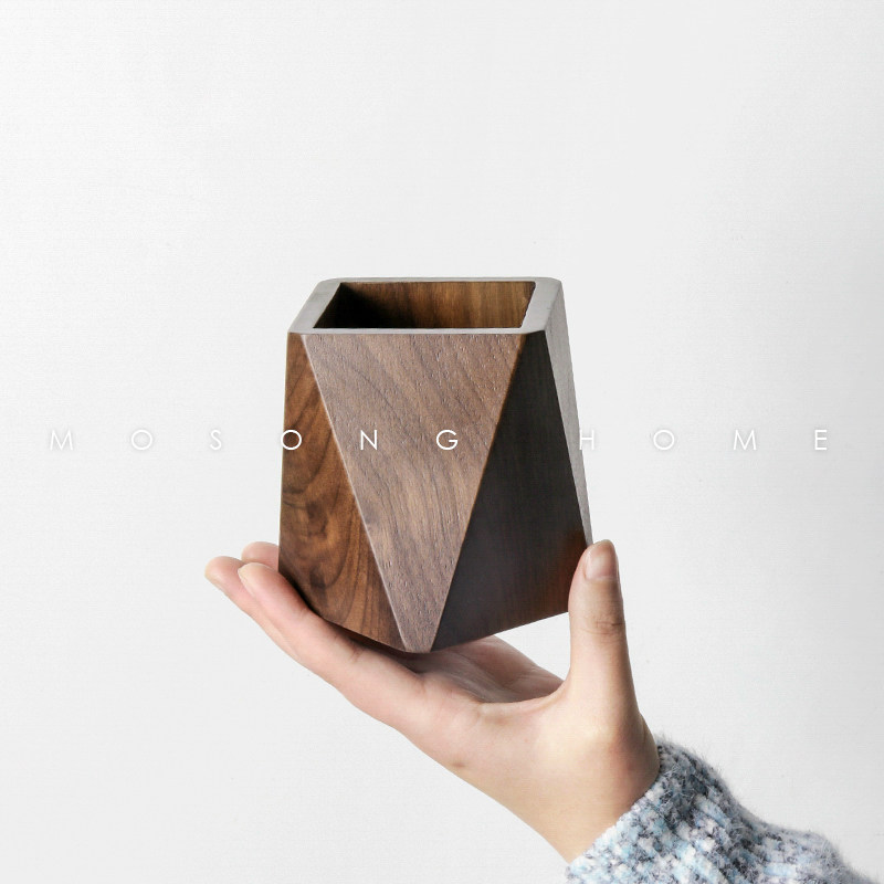 Black walnut solid wood pen holder student office desktop storage box creative multifunctional large capacity desk supplies