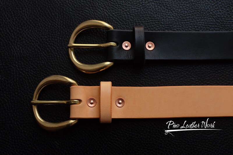 Handmade Tannic Leather Leather Strap Black Primary Color Horseshoe Buckle Italian tannic leather strap Amei click Calf Breeding