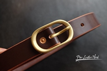 Handmade British dark brown JE rub wax royal horse reins belt brass design sense Japanese buckle 30mm wide