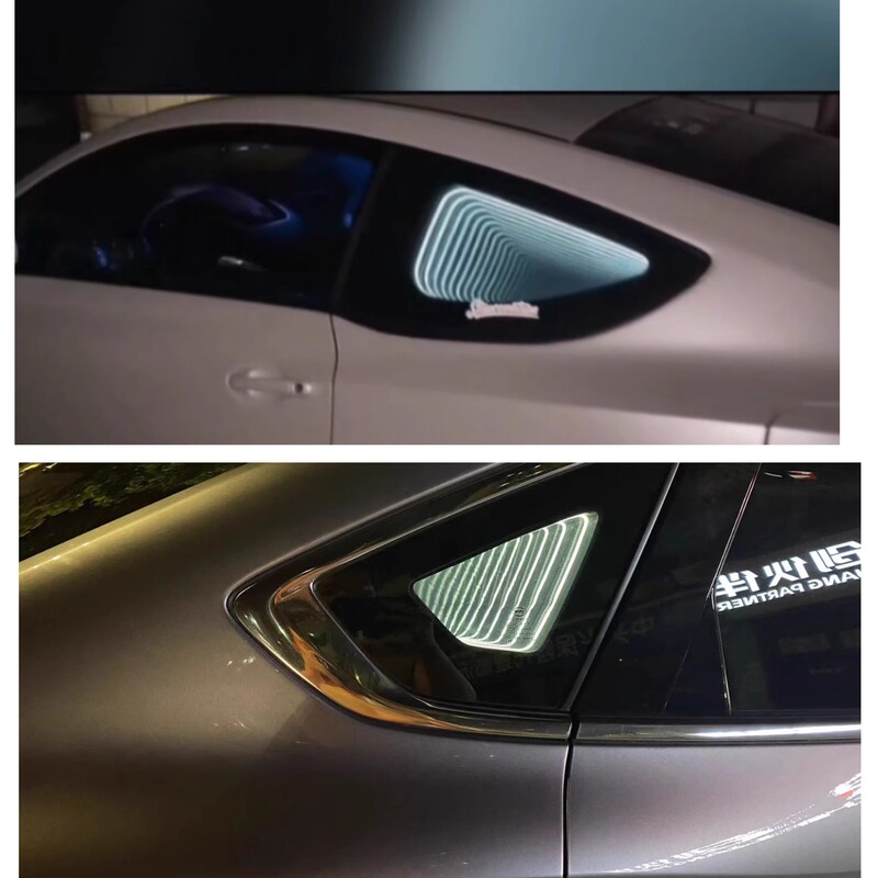 Car Triangular Window Modification Abyss Mirror Thousand-Layer Mirror Decoration Fixed Value Luminous Small Window DIY Ambient Light Decoration