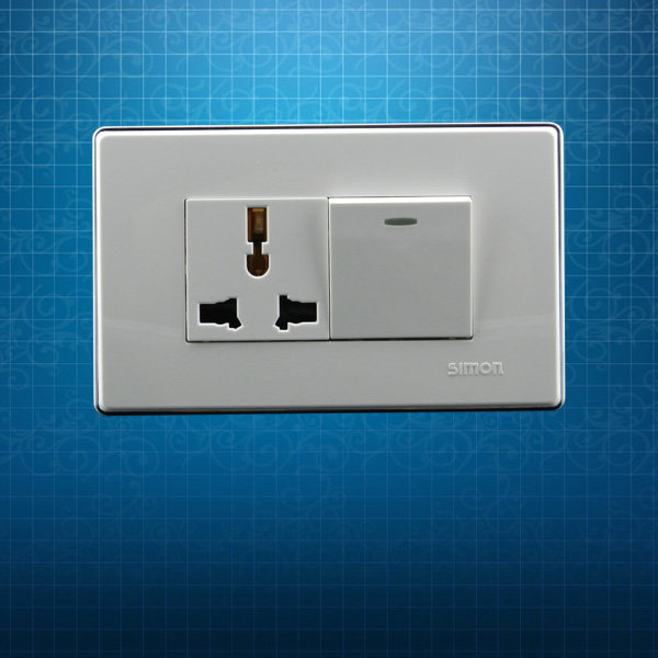 Simon type 118 switch socket panel 51A with silver edge series One-open three-hole wall with one-position switch