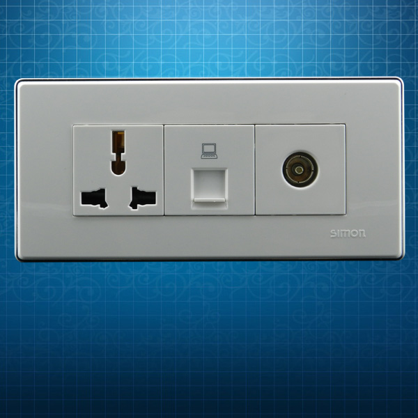 simon Simon Electric 118 Type of switch socket Panel 51A Series Three-hole electrified brain Internet Line TV Cable