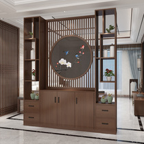 New Chinese embroidery solid wood screen living room dining room partition entrance partition cabinet office shelf customization