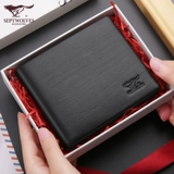 Septwolves, короткий бумажник, тонкий кожаный кошелек, из натуральной кожи, коллекция 2023, воловья кожа