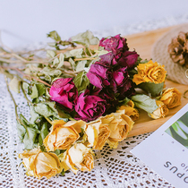 Rose dried flowers real flower bouquet air-dried diy flower arrangement flower art retro Nordic wedding home living room furnishings