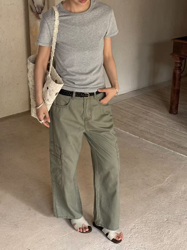 Binnie Jeans Summer Jeans 91690 High-Waisted Slim-Fit Work Pants Fashionable Cropped Work Pants