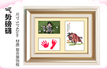 Newborn cow baby handmade custom fetal hair painting Baby full moon 100 days door shaving fetal hair gift