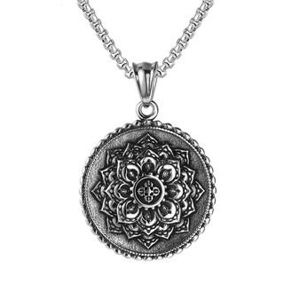 FO Jewelry Lotus Brand Retro Distressed Titanium Steel Pendant Necklace Fashionable Valentine's Day Birthday Gift Boutique HE605