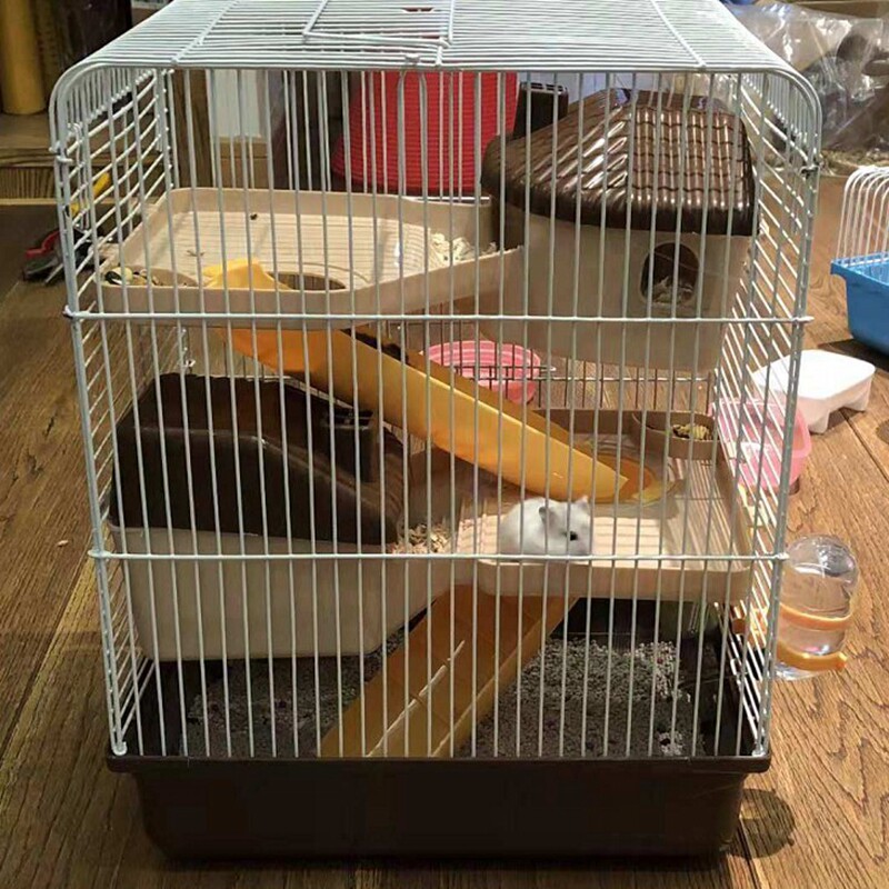 Buy and send bathroom Hamster cage Small pet Squirrel Bear Luxury villa Double three-story oversized supplies house