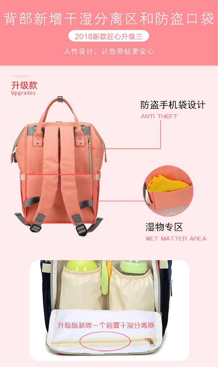 Ba lô nữ phiên bản Hàn Quốc đa năng dành cho bà mẹ và trẻ em Gói công suất lớn Bao Ma túi vải thời trang ra khỏi ba lô du lịch balo nữ đi làm