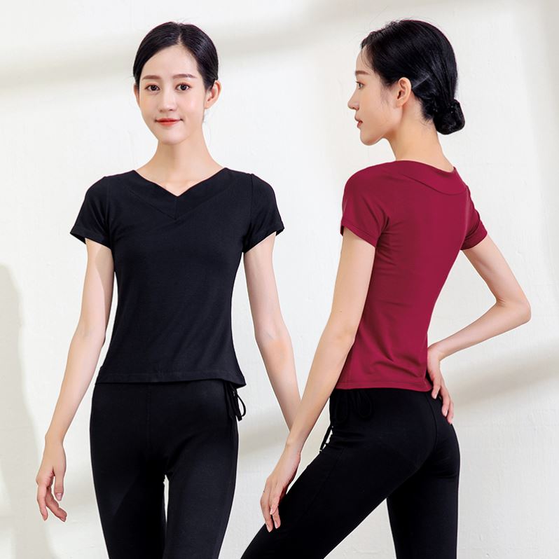 New dance practice Costume Women Blouses Body Square Dance Dress Modale Black Latin Dancing Clothes Summer