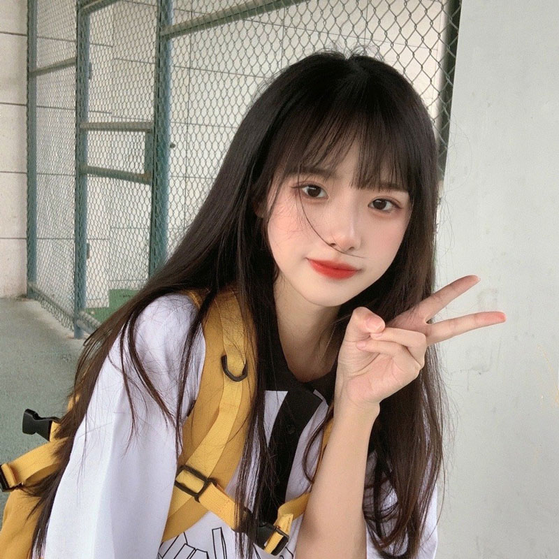 Wig Woman Long Hair Natural Emulation Black long straight hair Xia wig cover round face net red air and sea full headgear style