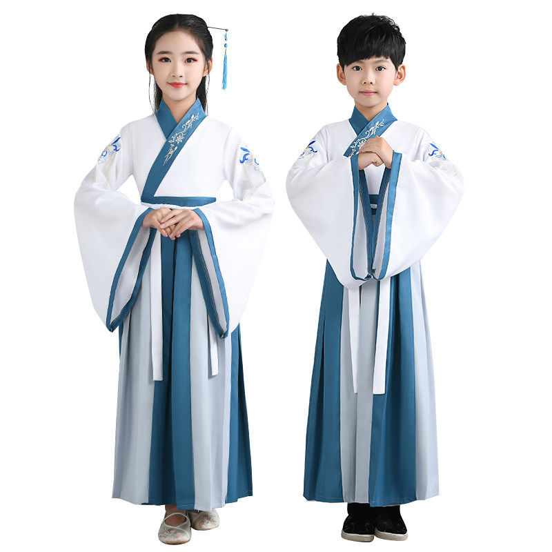 儿童古装汉服国学服男童女童书童中国风服装小学生三字经演出服女 实用礼物推荐 始料不及礼物网