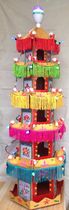 Buddhist supplies boutique embroidery LED colorful flash top colorful turn light Five-layer fixed pagoda canopy