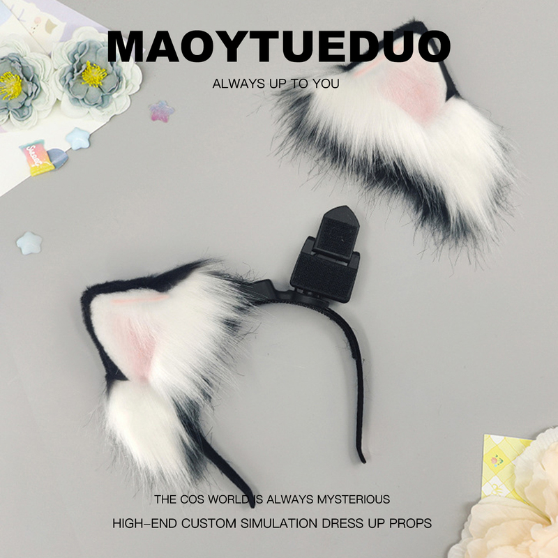Rechargeable Simulated Animal Ears with Gravity Sensing Touch, Electric Cat Ears Cosplay Props, Realistic Movable Foldable Cat Ear Headband