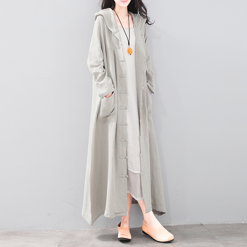 Linen Artistic Cardigan Ethnic Style Robe Cotton and Linen Cape for Women Spring and Autumn 2026 New Loose Retro Versatile Trench Coat
