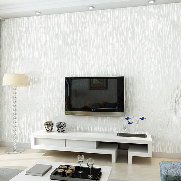 Environmentally friendly unwoven bub white pink plain paper striped wallpaper minimalist living-room Bedroom Beauty House Hostel Wallpaper