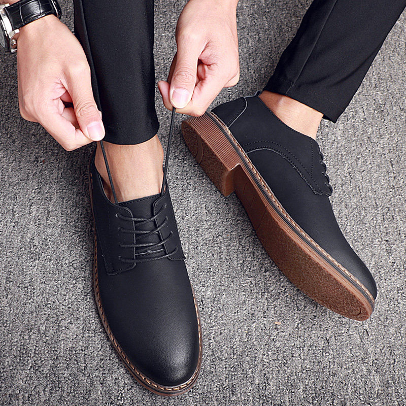 Shoes men's trendy shoes 2021 Spring and Autumn New Korean version of the trend wild men's leather British style business casual leather shoes