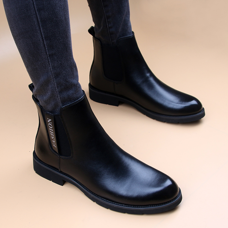Genuine leather Martin boots male high cylinder Inn Wind ins in cylinder Chater shoes 2022 Overalls for heightening plus suede riding boots