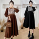 Pregnant women's autumn and winter tops trendy mom fashion autumn dresses foreign style long knee-length sweater skirts large size loose