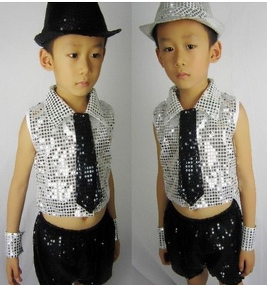 Trẻ em của sequins vest jazz biểu diễn múa dành cho người lớn vest hiện đại chương trình khiêu vũ vest boy đạo cụ sân khấu