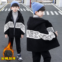 Childrens clothing childrens wool sweater autumn and winter models 2021 new lamb velvet jacket boys Korean version of the big boy handsome trend