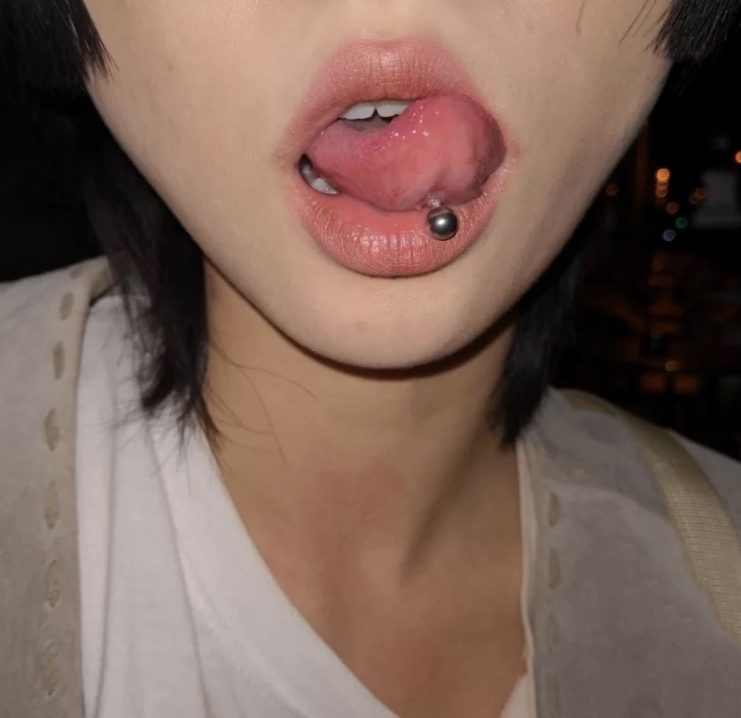 Satan's children titanium steel tongue nail basic double ball tongue nail tongue ring anti-allergy puncture jewelry