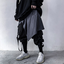 The funeral of the national tide hem the irregular skirt belt the hip-hop skateboard decoration trousers for men and women the waist Tide brand tide dress