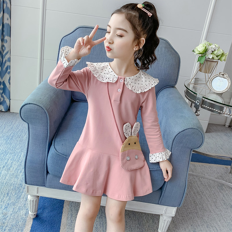 Girl autumn dress 2021 New Korean fashion Children's princess dress female baby long sleeve sweater skirt