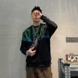 Демисезонный лонгслив, куртка, круглый воротник, в американском стиле, оверсайз