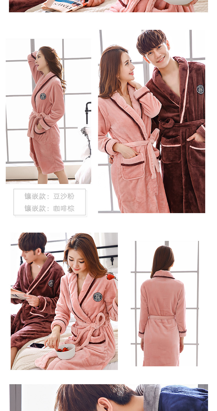 Áo choàng màu hồng áo choàng nữ mùa đông dày cộng với bộ đồ ngủ dài gợi cảm ấm áp dành cho người lớn mùa thu mẫu áo choàng flannel đồ ngủ đôi