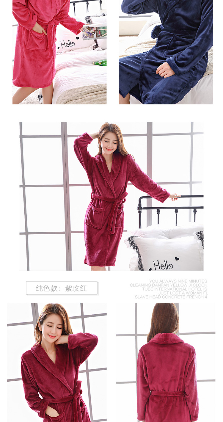 Áo ngủ nữ mùa đông flannel ấm cộng với đồ ngủ nhung áo choàng tắm áo choàng mùa thu và mùa đông san hô lông cừu dày và phần dài áo choàng lông cừu