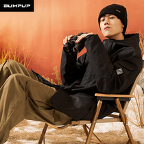 BUMPUP mens ski clothes double board veneer thickened cotton waterproof and windproof outdoor mountaineering overalls