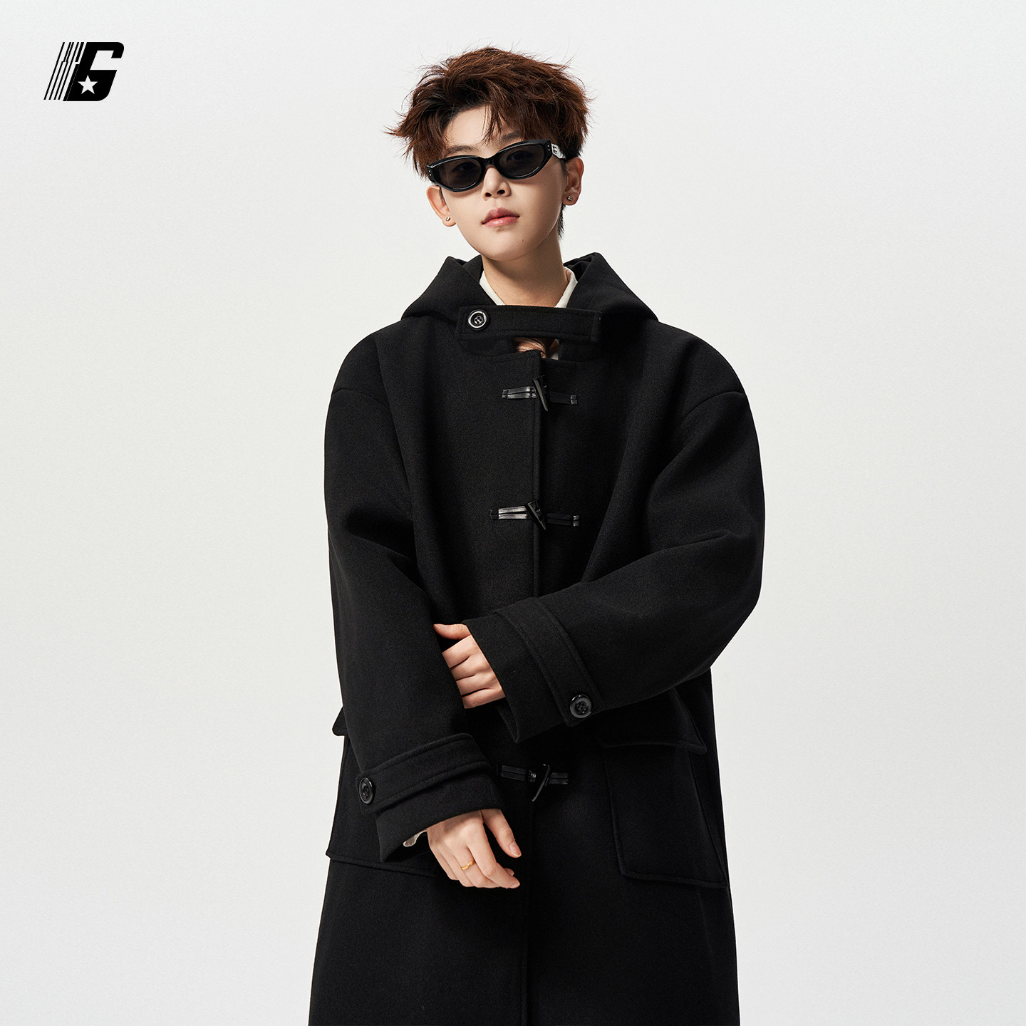 Толстое шерстяное пальто средней длины с роговой пряжкой GDDGSK, мужская зимняя свободная шерстяная ветровка с капюшоном, трендовая куртка