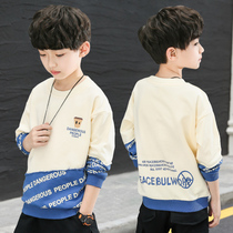 Boys autumn clothes foreign-style vests 2021 new mid-big children long sleeve T-shirt boys spring and autumn base shirt Korean tide