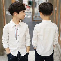 Childrens clothing boys Spring and Autumn long sleeve shirt 2021 New medium big child cotton white shirt boy casual top