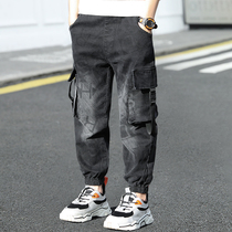 Boys spring and autumn overalls 2021 New Childrens Big Boy jeans boys foreign pants Korean casual pants
