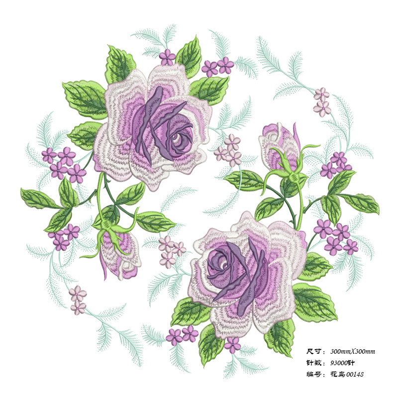 Tang Bang Flowers and Birds imitate manual embroidery computer embroidery plate printed with field teaching EMB source file ready - made band