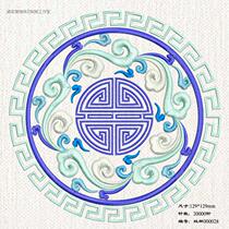 Chinese traditional pattern material blue and white computer embroidery plate making card printing version of brother PES format ready-made version