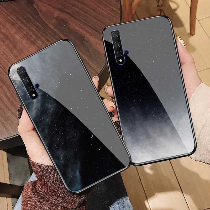 网红冷淡风星空潮牌简华为NOVA5 PRO防摔镜面手机壳NOVA4E/5i钢化玻璃壳荣耀20PRO/华为P30PRO全包硅胶磨砂套