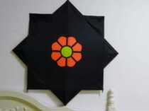 Xiaoding Kite 1 5 meters black orange petals Bagua 210 plaid cloth resin pole suitable for winds of level 3-5