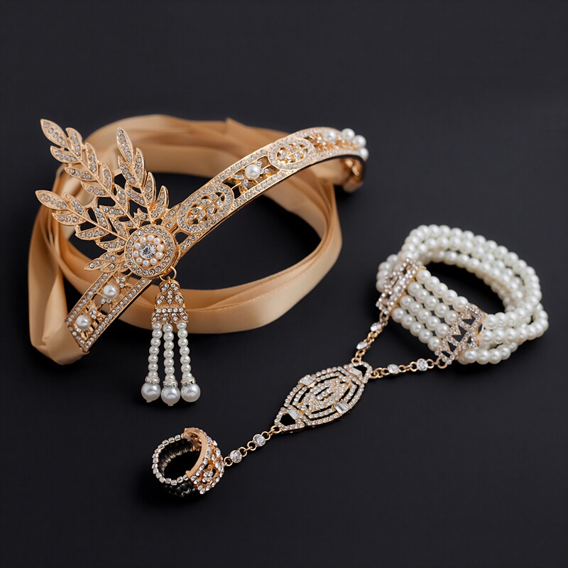 European and American Retro Headbands, the Great Gatsby Heroine's Headwear, Masquerade Ball, Socialite Party, Tassel Hair Accessories